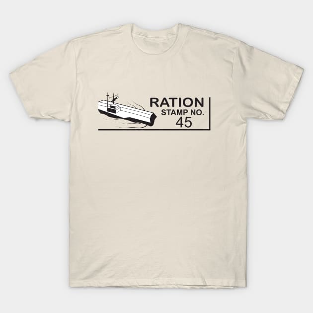 WWII Ration Stamps: Aircraft Carrier T-Shirt by MarcusCreative